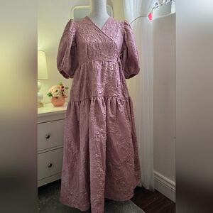 NWOT Puff Sleeve Wrap Tiered Party Dress